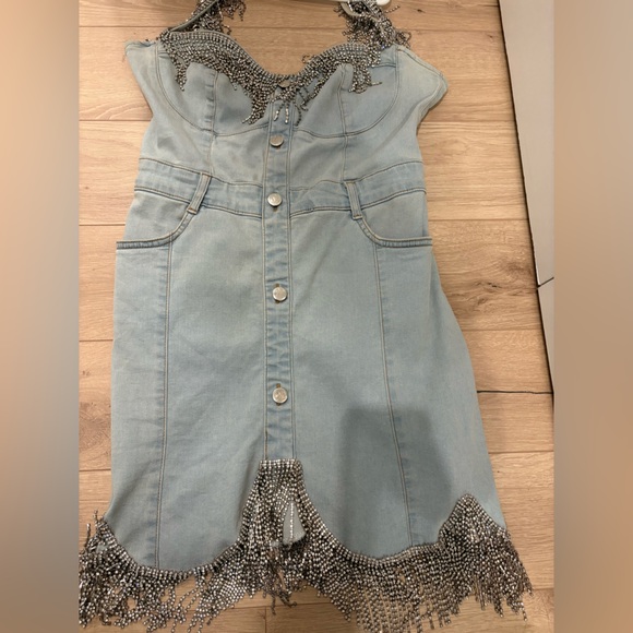 Denim Rhinestone Dress - Picture 3 of 6